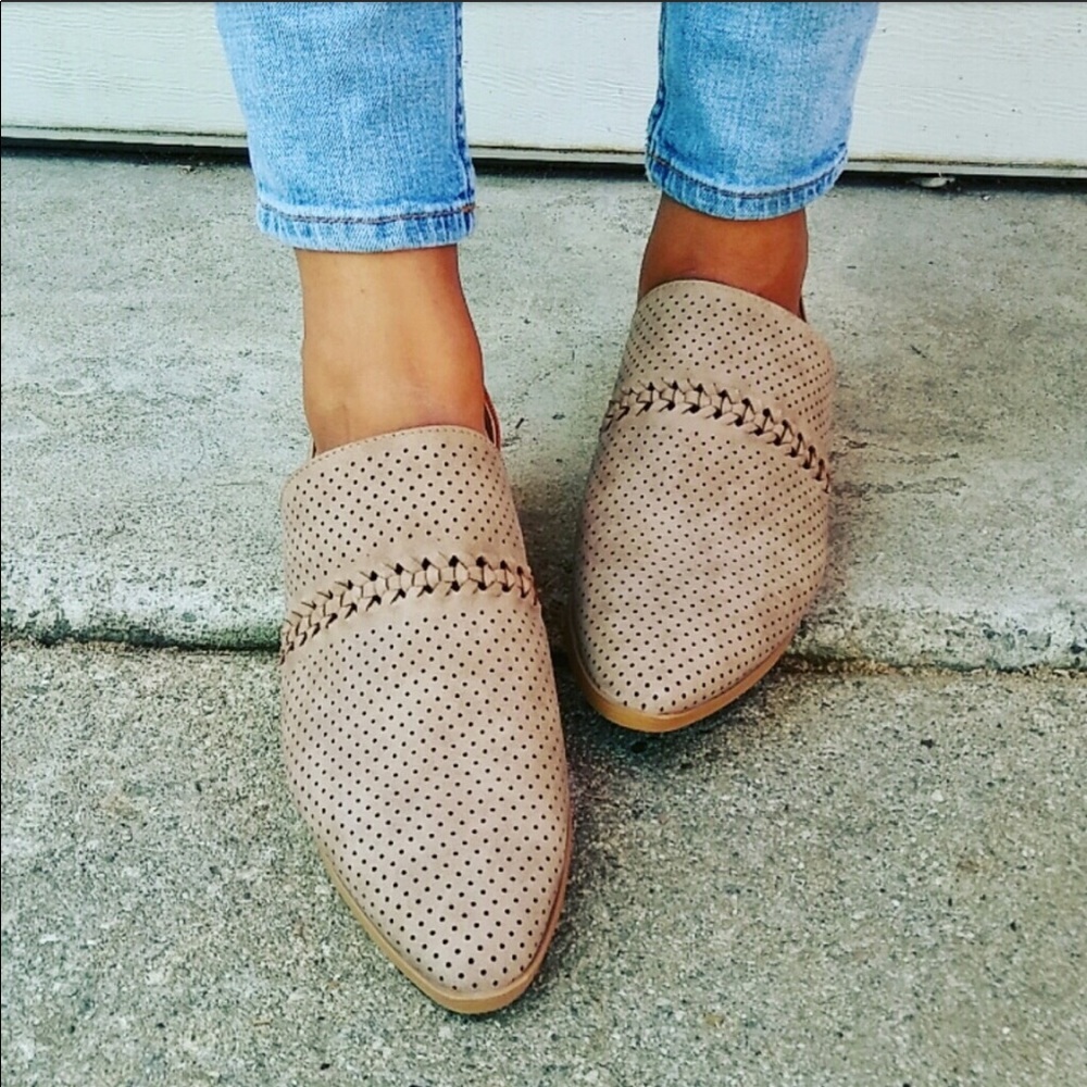 Taupe cutout flat bootie